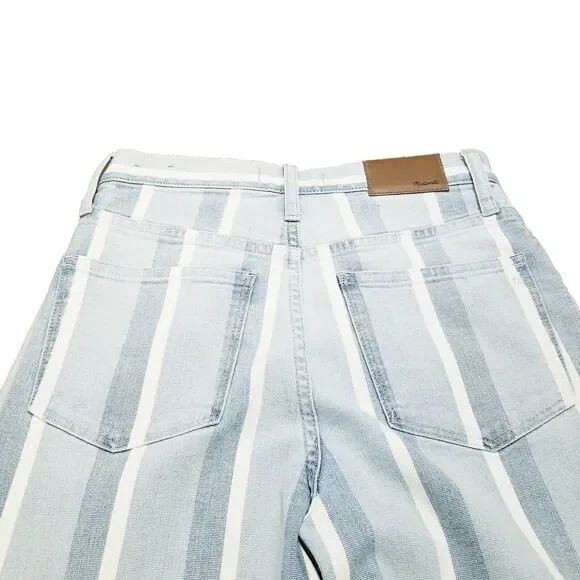 Madewell Jeans Women's 25 Slim Wide-Leg Crop Striped Denim Light Wash (27x25) - Picture 4 of 7